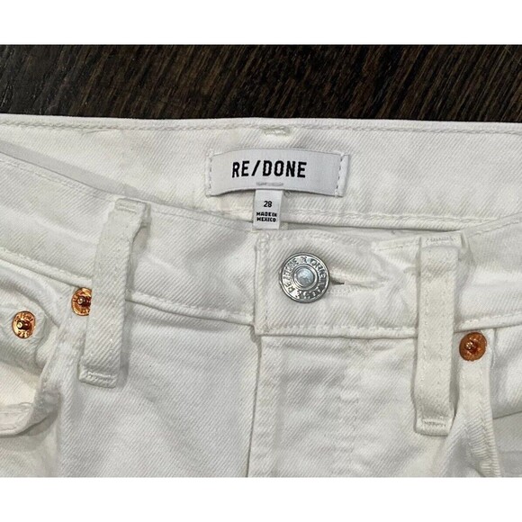 RE/Done Jeans Women’s 28 Orginals 90s High Rise Ankle Crop White Destroy - Picture 4 of 10